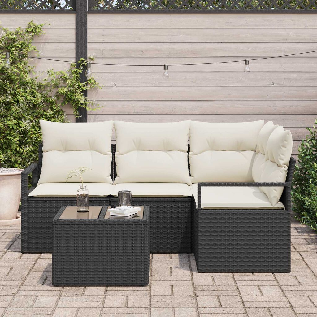 vidaXL Σετ Καναπέ Κήπου 5 pcs Μαύρο Πολυ ράταν