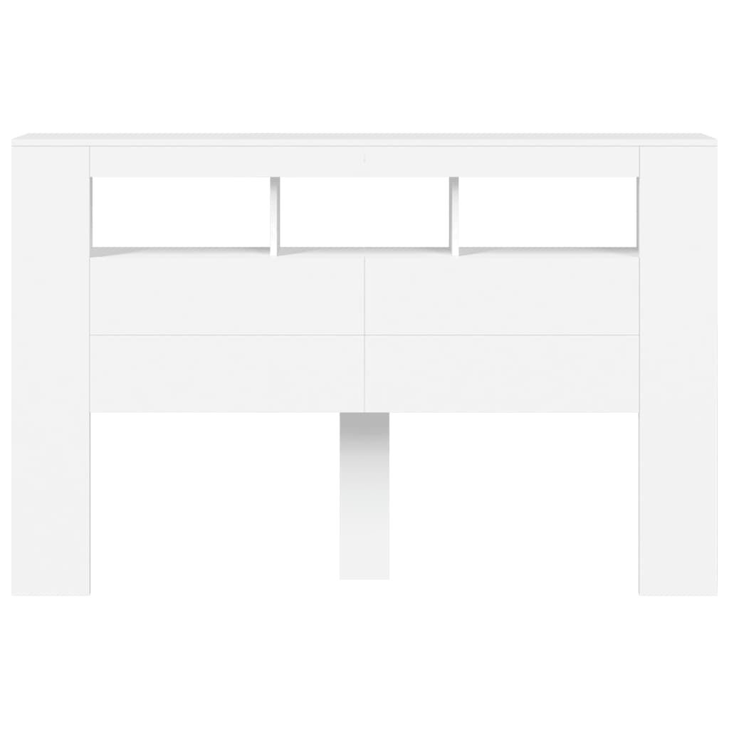 vidaXL Κεφαλάρι Κρεβατιού με LED Λευκό 160x18,5x103,5 εκ Επεξεργ. Ξύλο