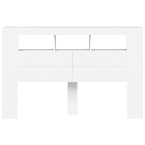 vidaXL Κεφαλάρι Κρεβατιού με LED Λευκό 160x18,5x103,5 εκ Επεξεργ. Ξύλο