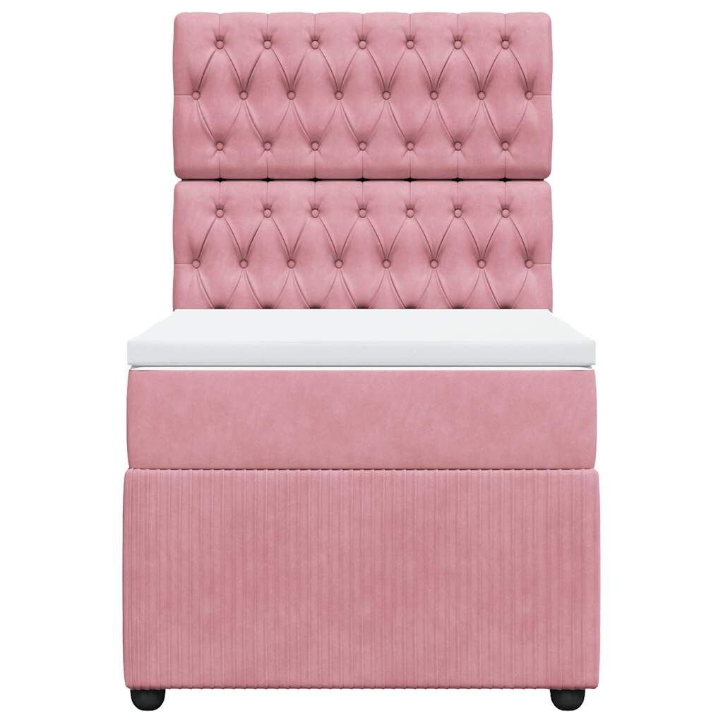 vidaXL Κρεβάτι Boxspring με Στρώμα Ροζ 100x200 εκ. Βελούδινο