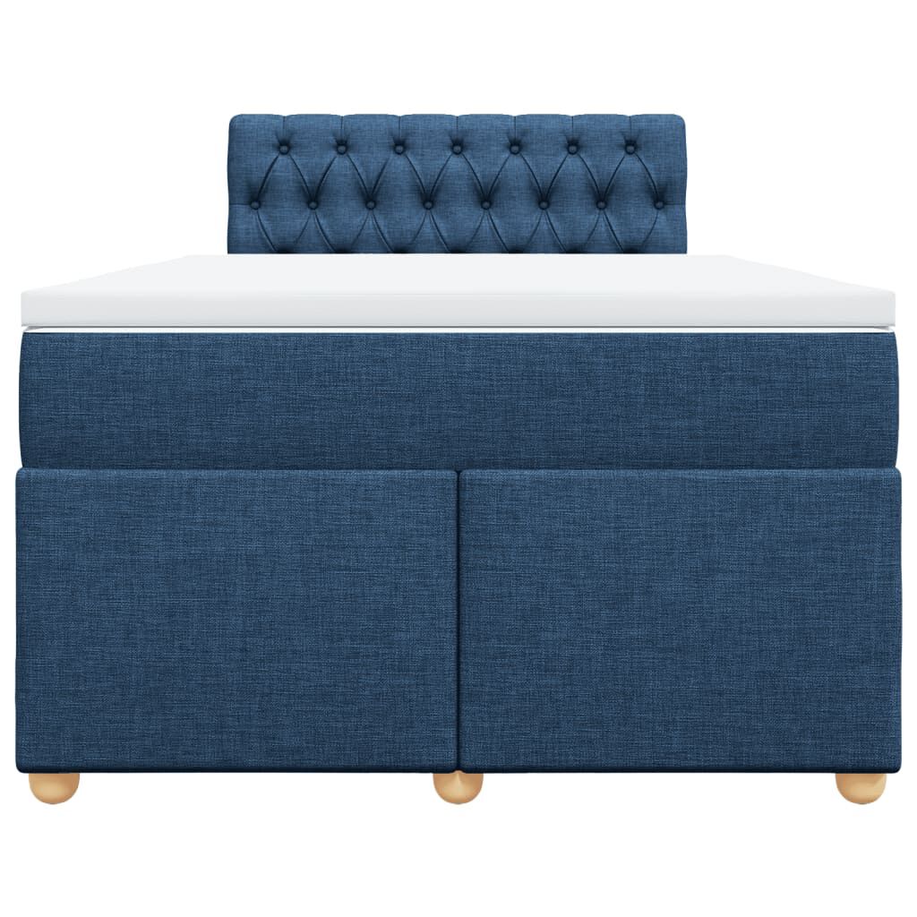 vidaXL Κρεβάτι Boxspring με Στρώμα Μπλε 120x190 εκ. Υφασμάτινο