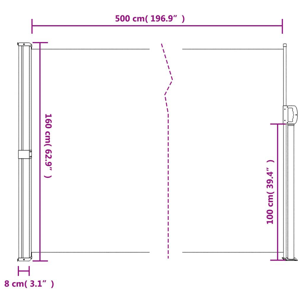 vidaXL Σκίαστρο Πλαϊνό Συρόμενο Τερακότα 160 x 500 εκ.