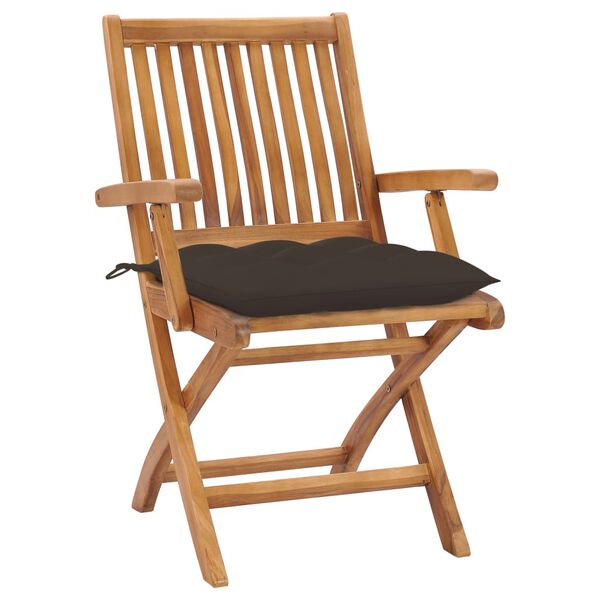 vidaXL Καρέκλες Κήπου 2 τεμ. από Μασίφ Ξύλο Teak με Taupe Μαξιλάρια