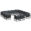 vidaXL Σετ Καναπέ Κήπου με μαξιλάρι 13 pcs Μαύρο Αλουμίνιο