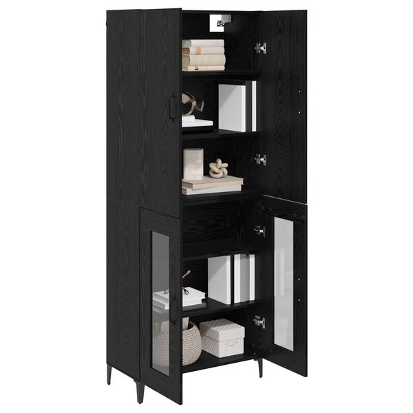 vidaXL Highboard &Mu;&alpha;ύ&rho;&eta; &Omicron;&xi;&upsilon;ά 69,5 x 34 x 180 &epsilon;&kappa;. &Epsilon;&pi;&epsilon;&xi;&epsilon;&rho;&gamma;&alpha;&sigma;&mu;έ&nu;&omicron; &xi;ύ&lambda;&omicron;
