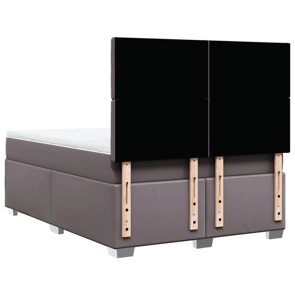 vidaXL Κρεβάτι Boxspring με Στρώμα Γκρι 160x200εκ. από Συνθετικό Δέρμα