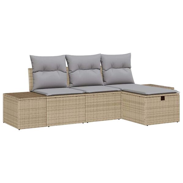 vidaXL Σετ Καναπέ Κήπου 4 pcs Μπεζ 55 x 62 x 69 εκ Πολυ ράταν