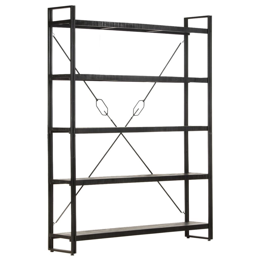 vidaXL Βιβλιοθήκη με 5 Επίπεδα Μαύρη 140x30x180 εκ. Μασίφ Ξύλο Μάνγκο