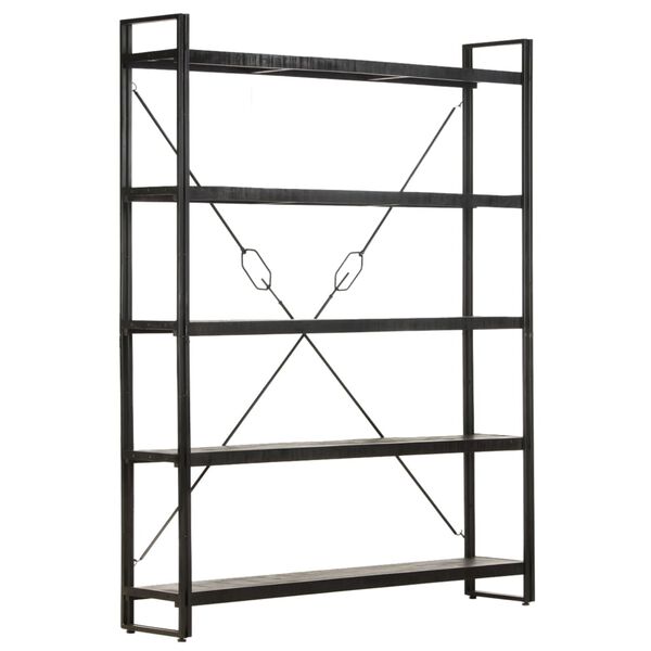 vidaXL Βιβλιοθήκη με 5 Επίπεδα Μαύρη 140x30x180 εκ. Μασίφ Ξύλο Μάνγκο