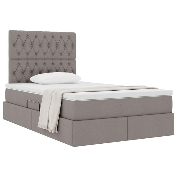vidaXL Κρεβάτι Αποθήκης με στρώμα Taupe 120 x 190 cm Τεχνητό Δέρμα