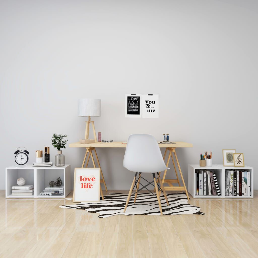 vidaXL Έπιπλα Τηλεόρασης 4 τεμ. Λευκά 37 x 35 x 37 εκ. από Επεξ. Ξύλο