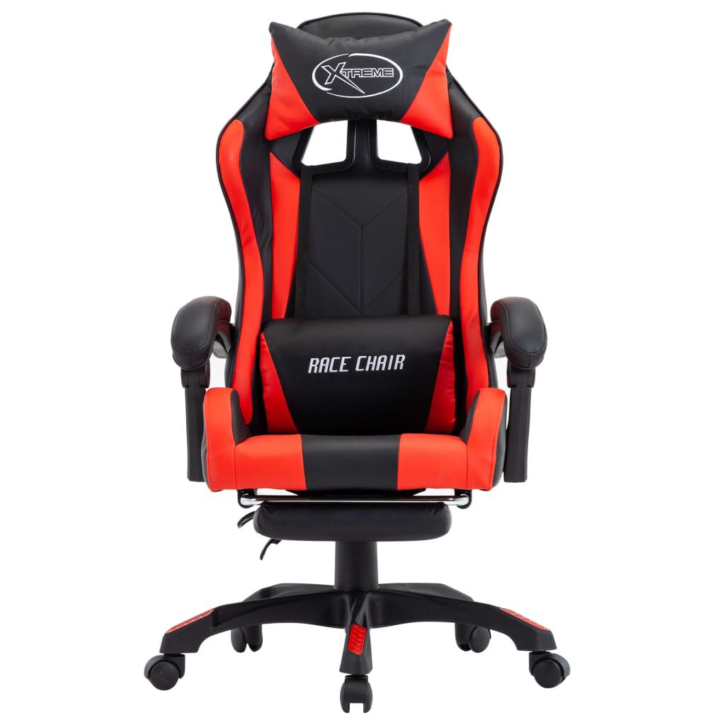 vidaXL Καρέκλα Racing με Υποπόδιο Κόκκινη/Μαύρη από Συνθετικό Δέρμα