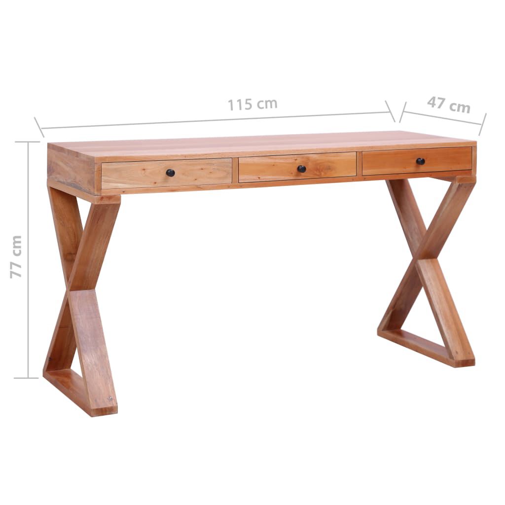 vidaXL Γραφείο Υπολογιστή Φυσικό Χρώμα 115x47x77 εκ. από Μασίφ Μαόνι