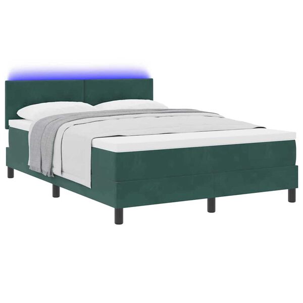 vidaXL Κρεβάτι με ελατήρια Σκούρο πράσινο 140 x 190 cm Βελούδο