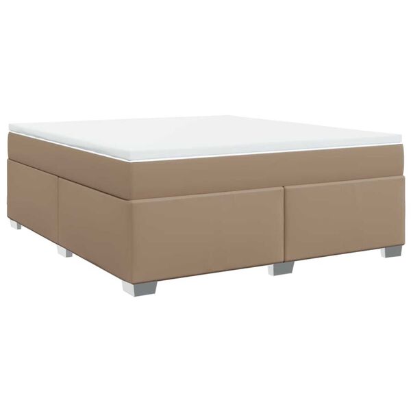 vidaXL Κρεβάτι Boxspring με Στρώμα Καπουτσίνο 180x200 εκ. Συνθ. Δέρμα