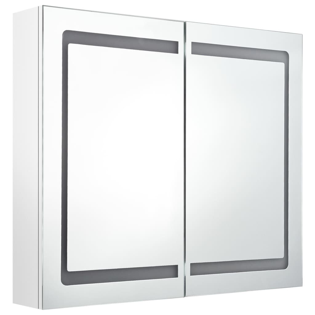 vidaXL Καθρέφτης Μπάνιου με Ντουλάπι & LED Λαμπερό Λευκό 80x12x68 εκ.