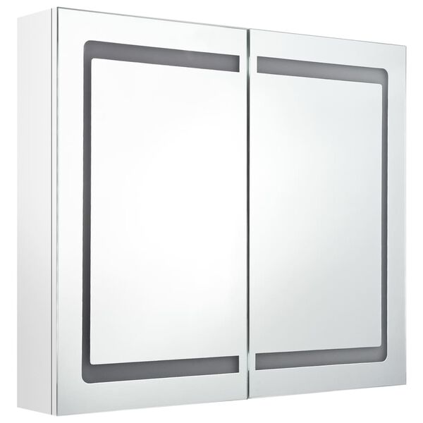 vidaXL Καθρέφτης Μπάνιου με Ντουλάπι & LED Λαμπερό Λευκό 80x12x68 εκ.