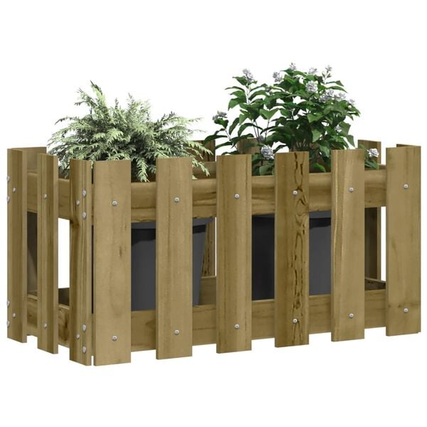 vidaXL Ζαρντινιέρα με Σχέδιο Φράχτη 60x30x30 εκ. Εμποτισμ. Ξύλο Πεύκου