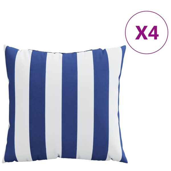 vidaXL Μαξιλάρια Διακοσμητικά 4 τεμ. Μπλε&Λευκά Ριγέ 50 x 50 εκ Ύφασμα