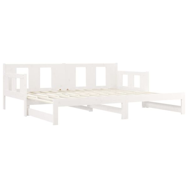 vidaXL Καναπές Κρεβάτι Συρόμενος Λευκός 2x(80x200) εκ. από Μασίφ Πεύκο