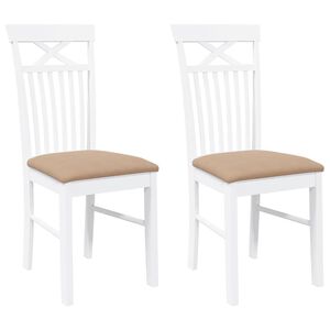 vidaXL Καρέκλες τραπεζαρίας με μαξιλάρια 2 τεμάχια Λευκό μασίφ ξύλο