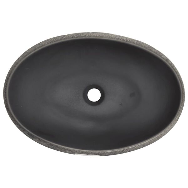vidaXL Νιπτήρας Οβάλ Μαύρος και Γκρι 59 x 40 x 15 εκ. Κεραμικός