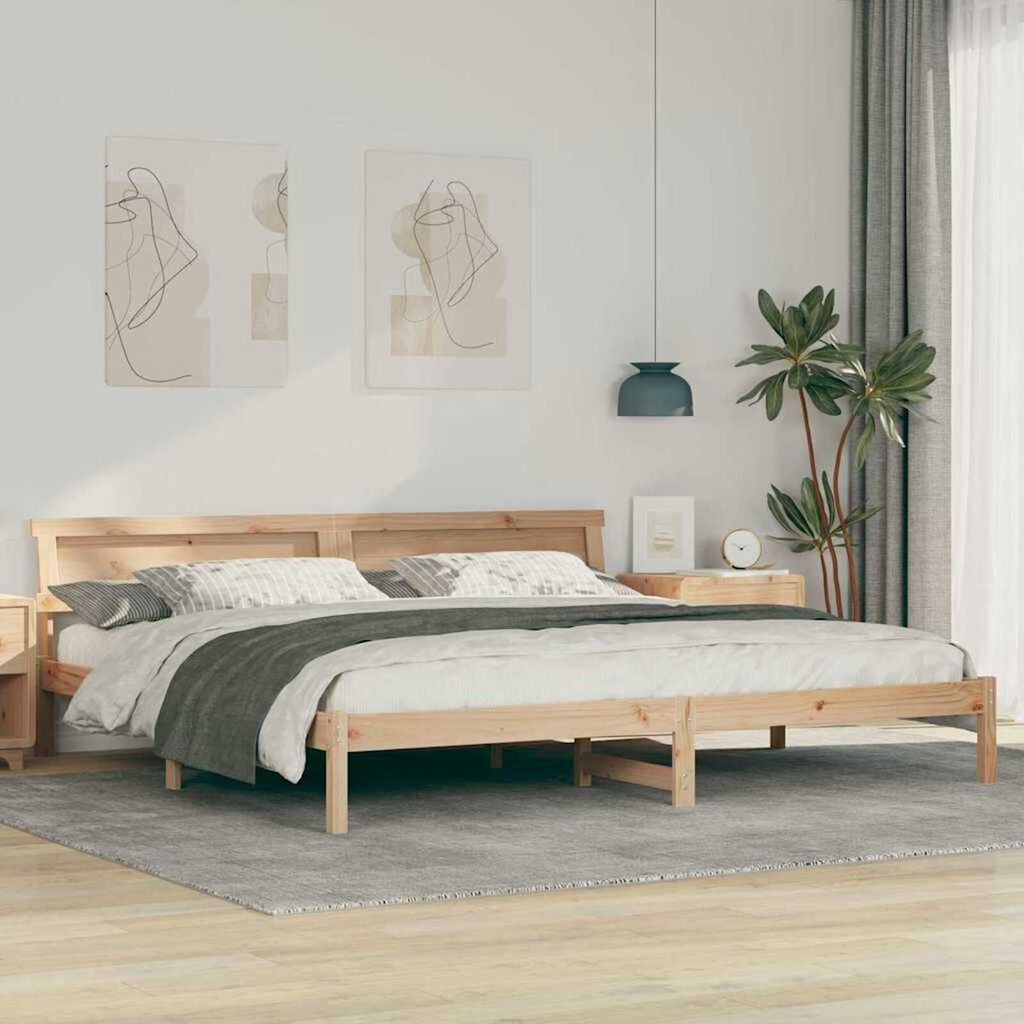 vidaXL Σκελετός Κρεβατιού Καφέ 200 x 200 cm Μασίφ ξύλο πεύκου