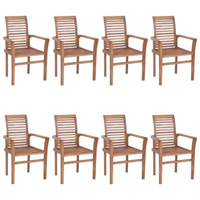 vidaXL Καρέκλες Τραπεζαρίας 8 τεμ. Ξύλο Teak με Κρεμ/Λευκά Μαξιλάρια