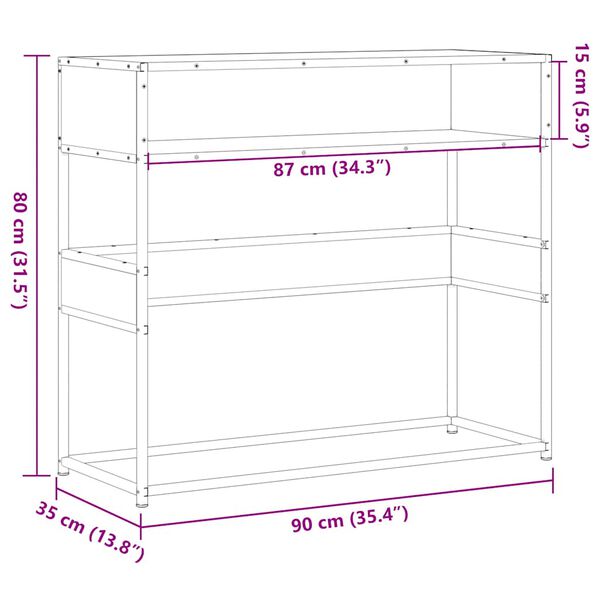 vidaXL Τραπέζι Κονσόλα Μαύρο 90x35x80 εκ. Επεξεργασμένο Ξύλο
