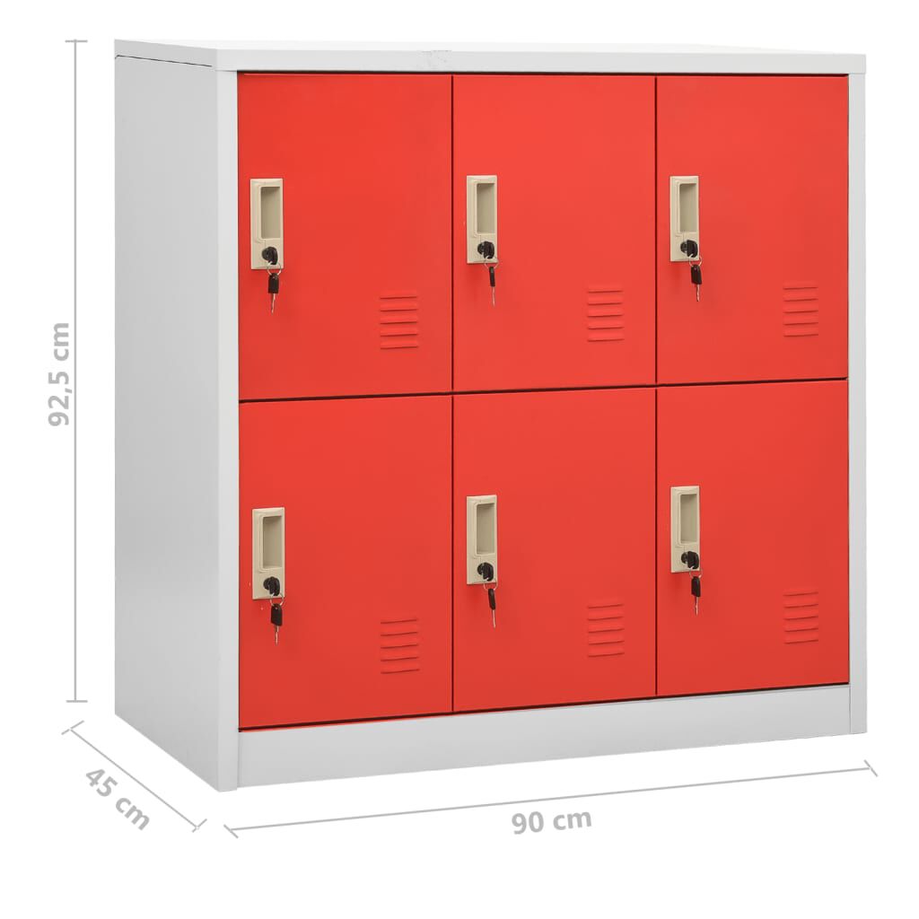 vidaXL Φοριαμοί 2 τεμ. Ανοιχτό Γκρι/Κόκκινο 90x45x92,5 εκ. Ατσάλινοι