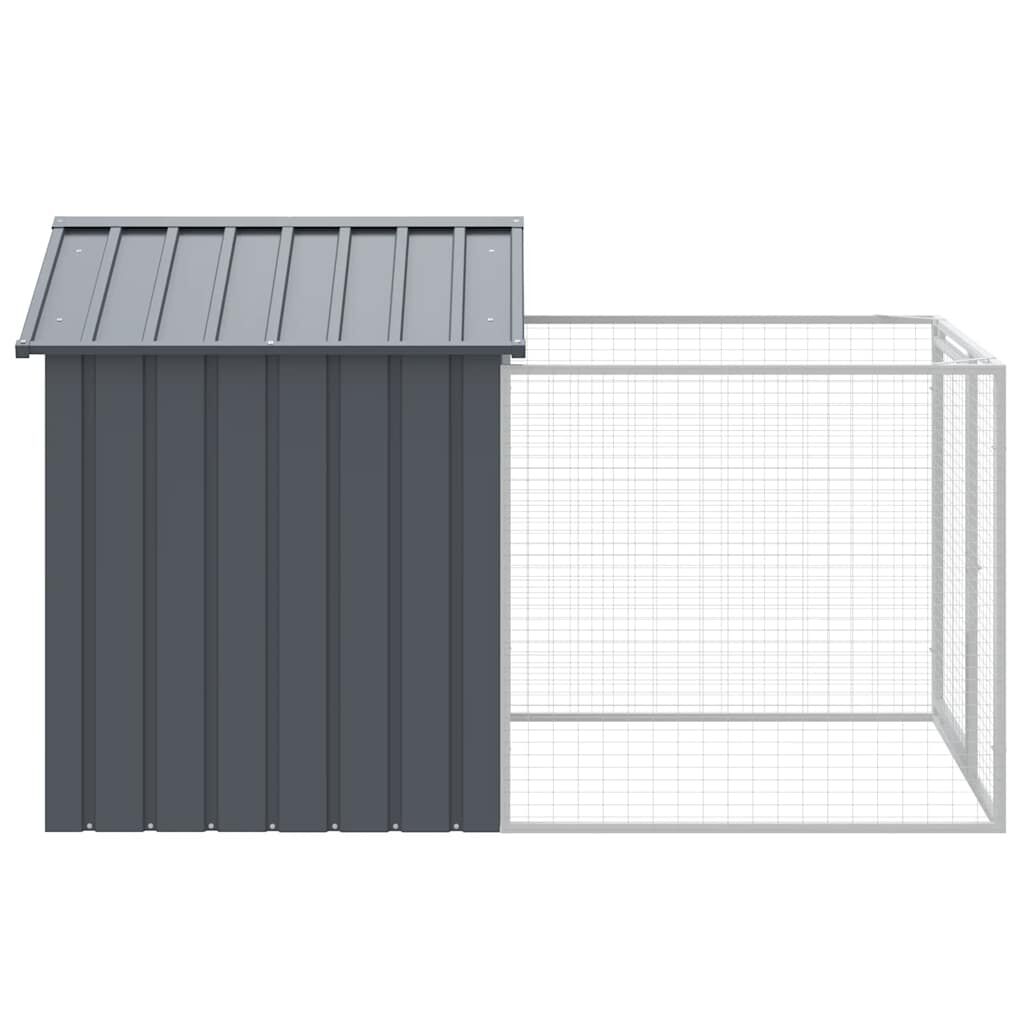 vidaXL Σπιτάκι Σκύλου με Αυλή Ανθρακί 117x201x123 εκ. Γαλβαν. Χάλυβας