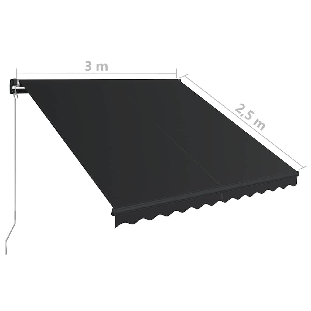 vidaXL Τέντα Συρόμενη Χειροκίνητη με LED Ανθρακί 300 x 250 εκ.