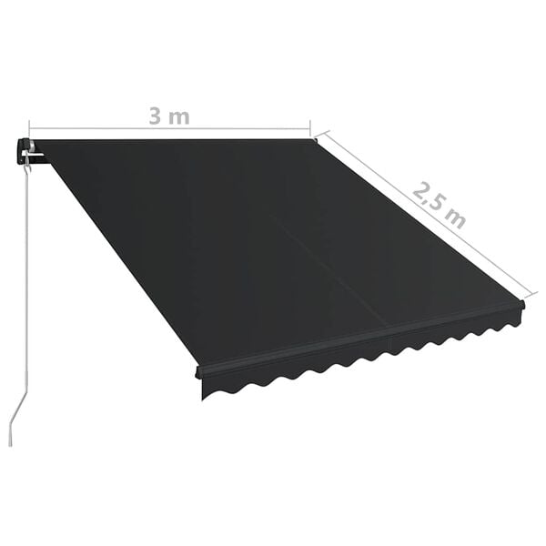 vidaXL Τέντα Συρόμενη Χειροκίνητη με LED Ανθρακί 300 x 250 εκ.