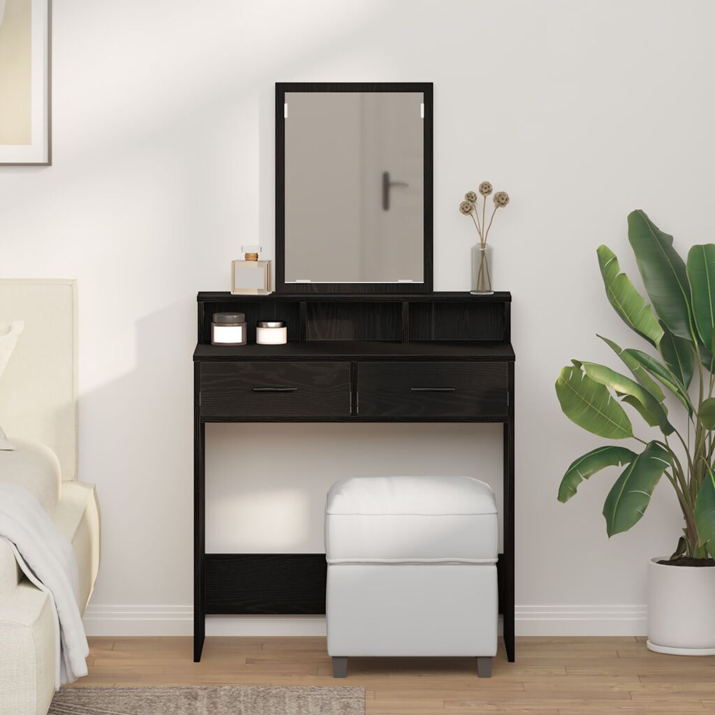 vidaXL Τραπέζι Μακιγιάζ με Συρτάρια Μαύρη Δρύς 79x41x140 εκ.
