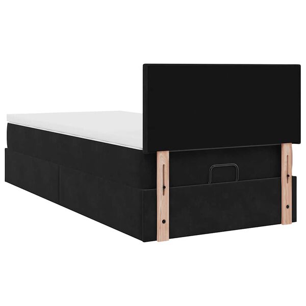 vidaXL Οθωμανικό κρεβάτι με στρώμα Μαύρο 100x200cm Velvet