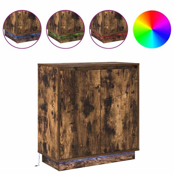 vidaXL Κομοδίνο Καπνιστό Δρύς 71 x 34.5 x 75 εκ. Επεξεργασμένο ξύλο
