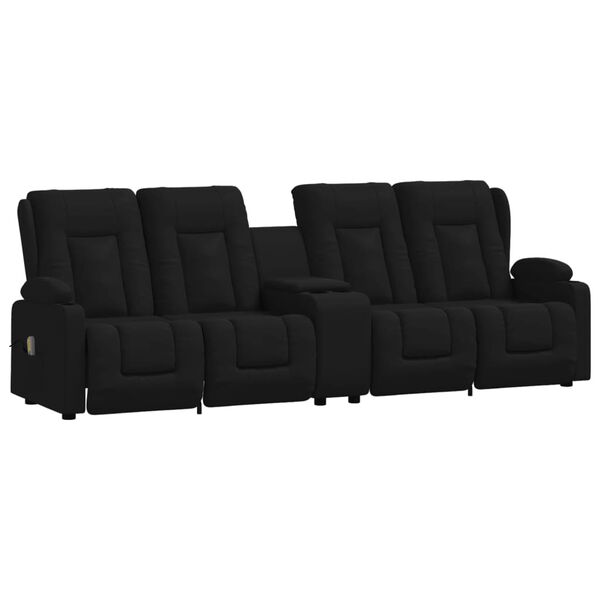 vidaXL Πολυθρόνα Μασάζ Τετραθέσια Ποτηροθήκη Ανακλ. Μαύρη Συνθ. Δέρμα