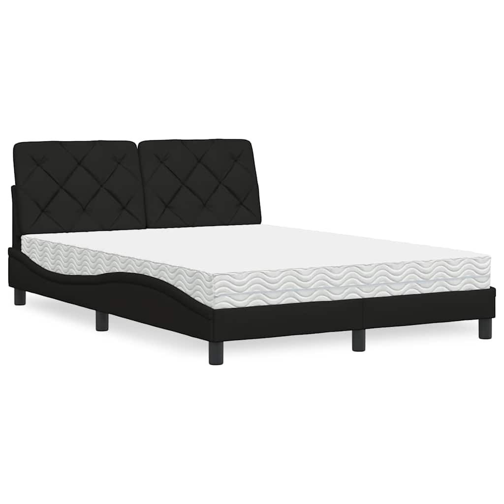 vidaXL Κρεβάτι με Στρώμα Μαύρο 140x200 εκ. Υφασμάτινο