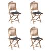 vidaXL Σετ Τραπεζαρίας Εξ. Χώρου Πτυσσόμενο 5 τεμ. Μπαμπού & Μαξιλάρια