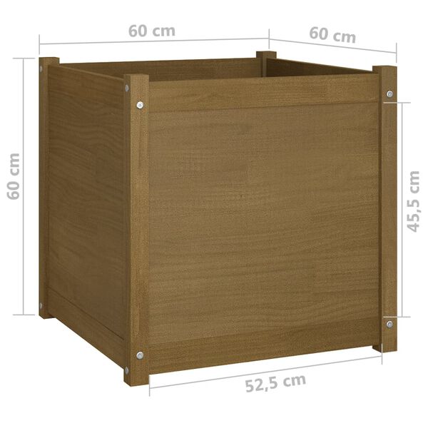 vidaXL Ζαρντινιέρα Καφέ Μελί 60 x 60 x 60 εκ. από Μασίφ Ξύλο Πεύκου