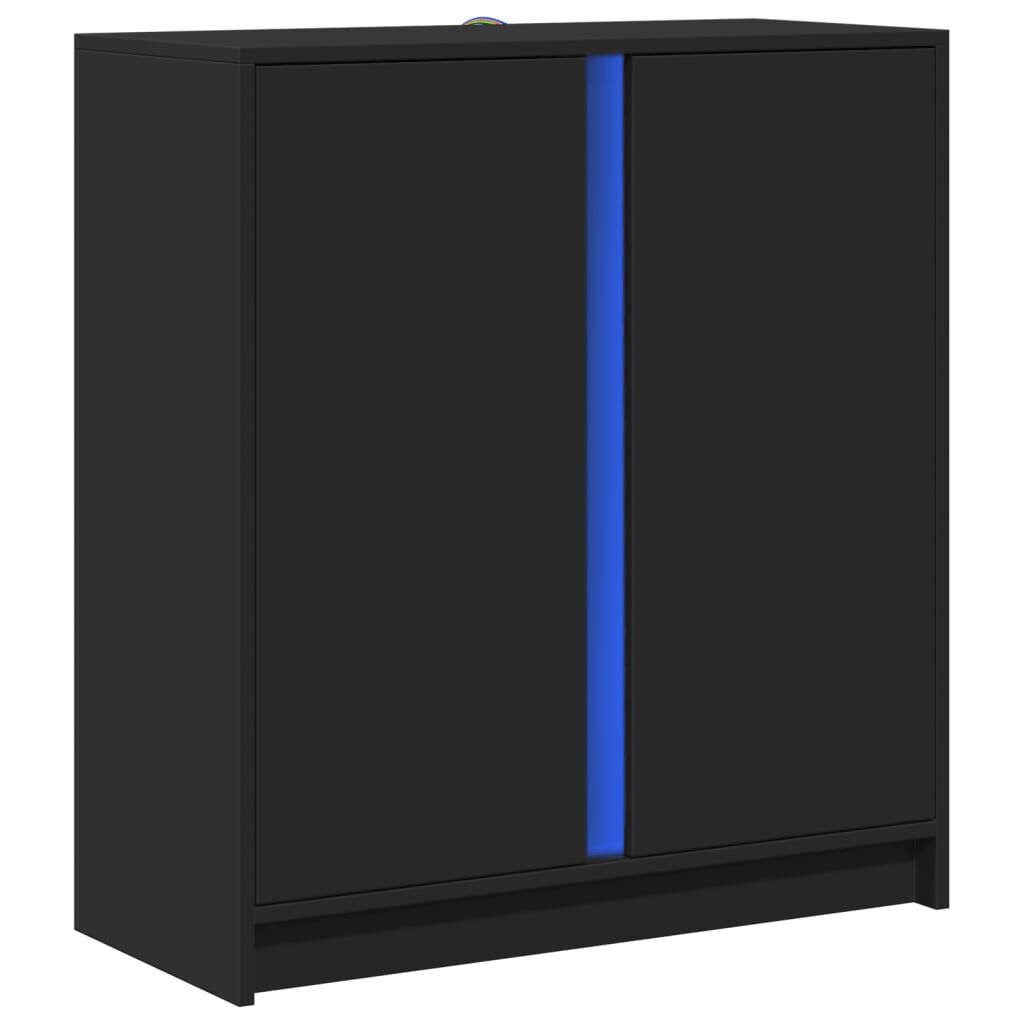 vidaXL Ντουλάπι με Φώτα LED Μαύρη 77x34x85 εκ. Επεξεργασμένο Ξύλο