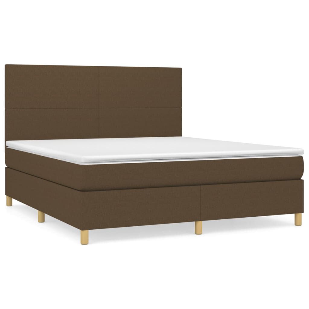 vidaXL Κρεβάτι Boxspring με Στρώμα Σκούρο Καφέ 160x200 εκ Υφασμάτινο