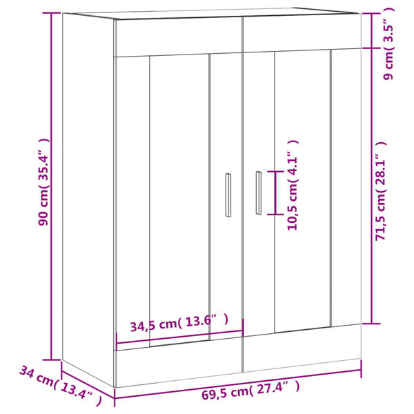 vidaXL Ντουλάπι Επιτοίχιο Sonoma Δρυς 69,5 x 34 x 90 εκ. Επεξεργ. Ξύλο