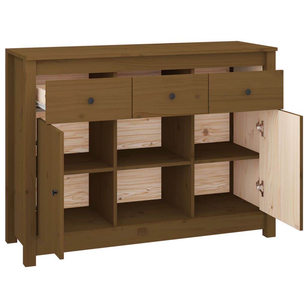 vidaXL Ντουλάπι Καφέ Μελί 100x35x74,5 εκ. από Μασίφ Ξύλο Πεύκου