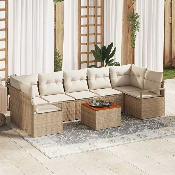 vidaXL Σετ Καναπέ Κήπου 8 pcs Μπεζ και λευκό