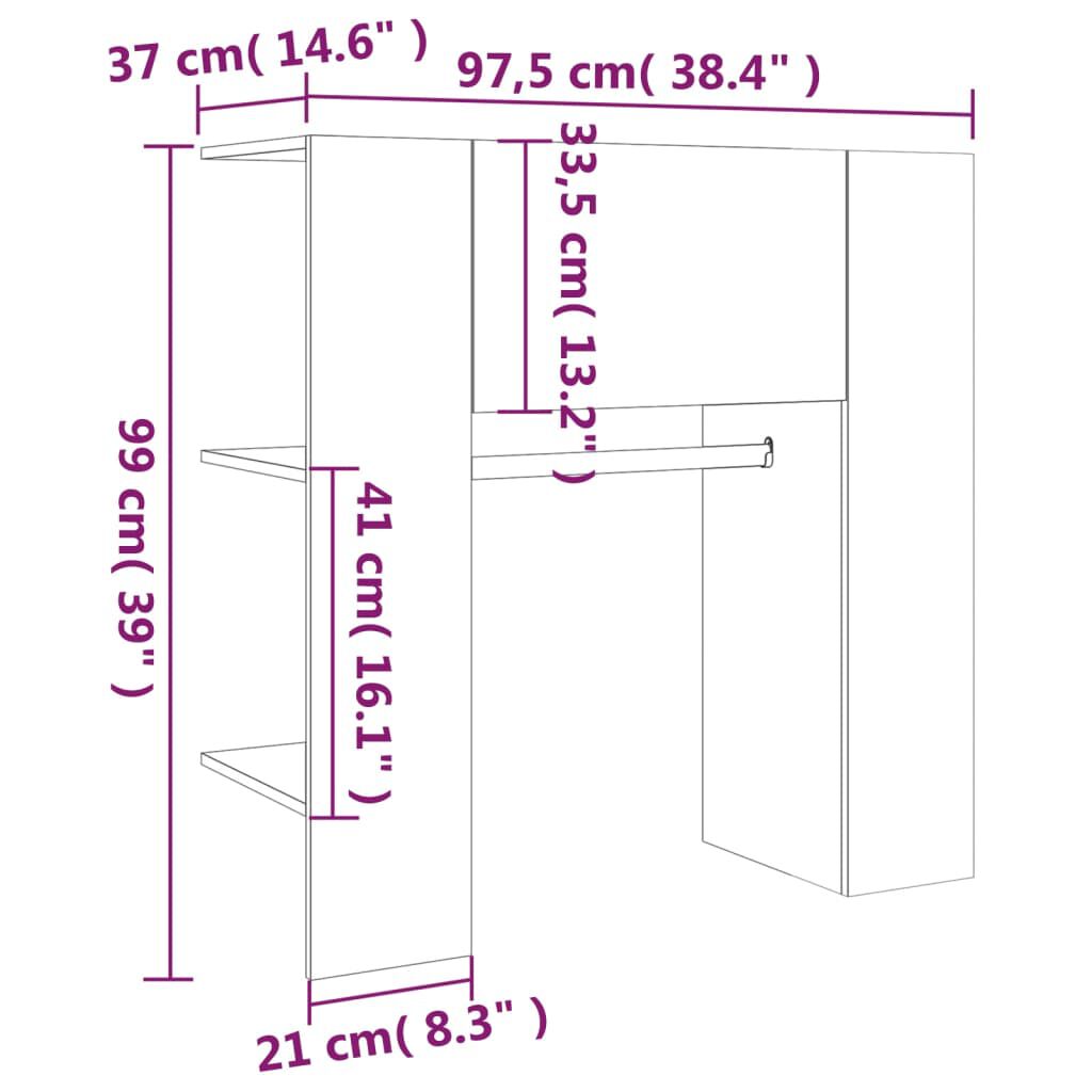 vidaXL Ντουλάπι Διαδρόμου Καπνιστή Δρυς 97,5x37x99 εκ. Επεξεργ. Ξύλο