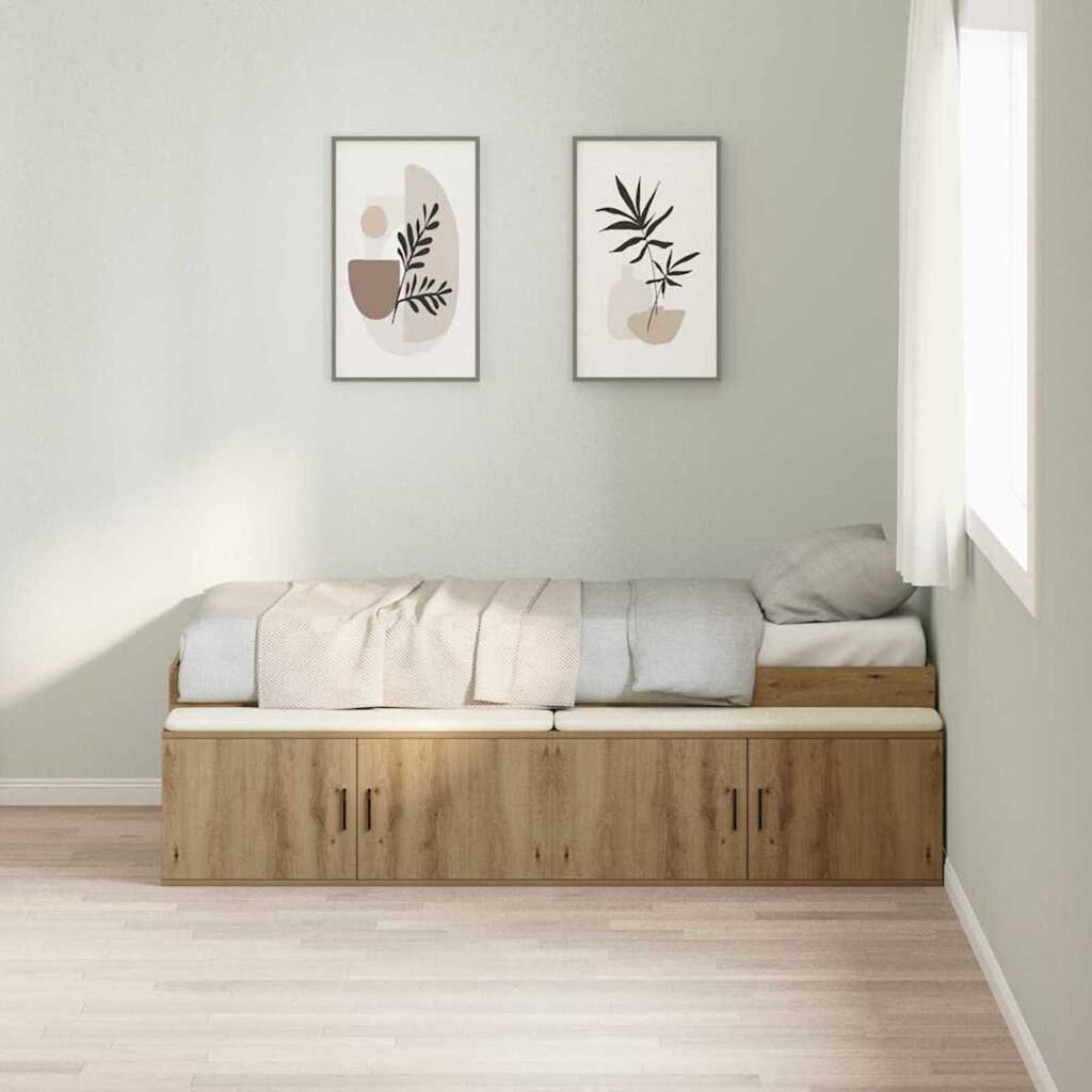 vidaXL Κρεβάτι με αποθηκευτικό χώρο artisan δρυς 90 x 200 cm