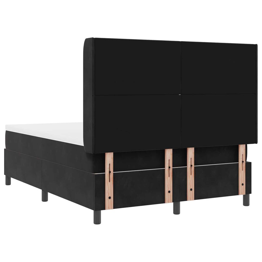 vidaXL Κρεβάτι Box Spring με Στρώμα & LED Μαύρο 160x200 εκ Βελούδο