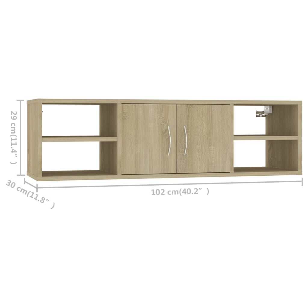 vidaXL Ράφι Τοίχου Sonoma Δρυς 102 x 30 x 29 εκ. Επεξ. Ξύλο