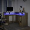 vidaXL Γραφείο με LED Sonoma δρυς 130x130x91 εκ. Επεξεργ. Ξύλο
